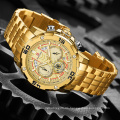 NAVIFORCE 9175 Watches for Men Waterproof Quartz Analog Clock Fashion Stainless Steel Luminous Gold Watch Men Sport